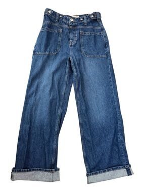 Free People We The Free Palmer Cuffed Wide Leg Jeans Medium Wash Size 26